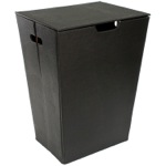 Gedy AC38-19 Rectangular Laundry Basket Made From Faux Leather in Wenge Finish